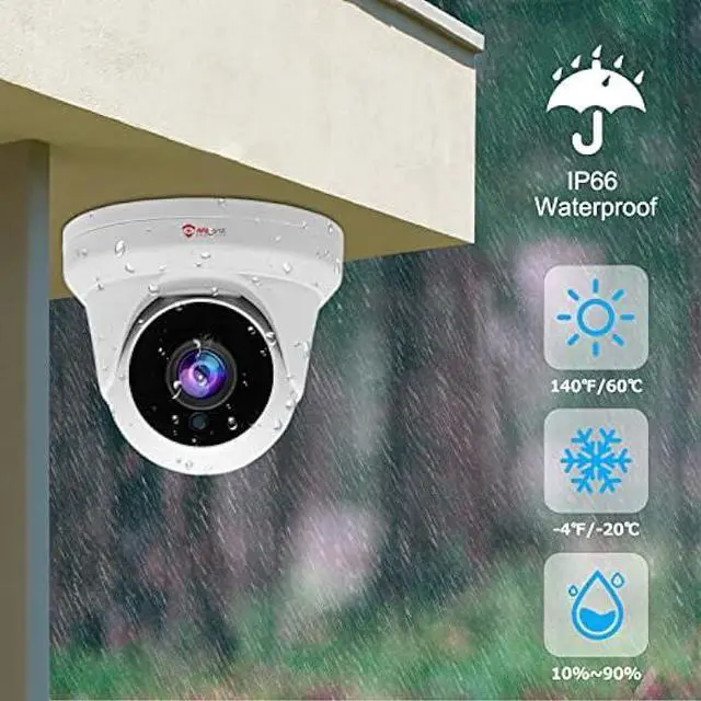 Alt view image 4 of 6 - Anpviz 4MP PoE IP Turret Camera with Microphone/Audio, IP Security Camera Outdoor Indoor, Night Vision 50ft, Waterproof IP66, 108° Wide Angle 2.8mm Lens, 24/7 Recording