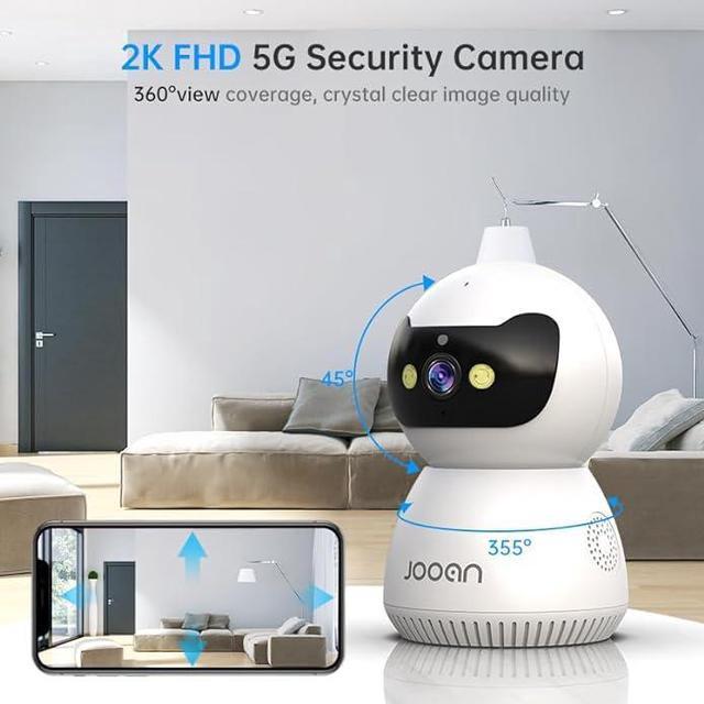 JOOAN Dual Lens 5G Security Camera, 2Kx2 Wireless WiFi Indoor Camera with  360° PTZ, Plug in Home Pet Camera for Baby, Motion Detection, One Touch