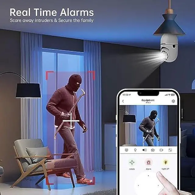 Alt view image 5 of 6 - WESECUU Light Bulb Security Camera -5G& 2.4GHz WiFi 2K Security Cameras Wireless Outdoor Motion Detection and Alarm,Two-Way Audio,Color Night Vision,Human Tracking, Bulb Camera Compatible with Alexa
