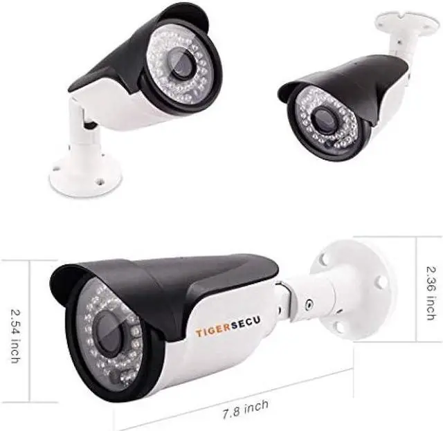 Alt view image 3 of 7 - TIGERSECU Super HD 1080P Hybrid 4-in-1 Security Camera with OSD Switch, for TVI/CVI/AHD/D1 DVR, Weatherproof for Indoor/Outdoor Use (Power Supply and Coaxial Cable Sold Separately)