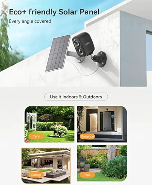 Alt view image 3 of 6 - LongPlus Security Cameras Wireless Outdoor with Solar Panel,Solar Camera for Home Security,1080P Color Night Vision Outdoor Wireless Camera, PIR Human Detection Notification Push,Spotlight,2-Way Talk