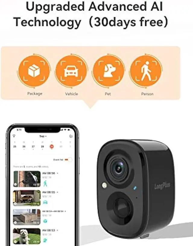 Alt view image 6 of 6 - LongPlus Security Cameras Wireless Outdoor with Solar Panel,Solar Camera for Home Security,1080P Color Night Vision Outdoor Wireless Camera, PIR Human Detection Notification Push,Spotlight,2-Way Talk