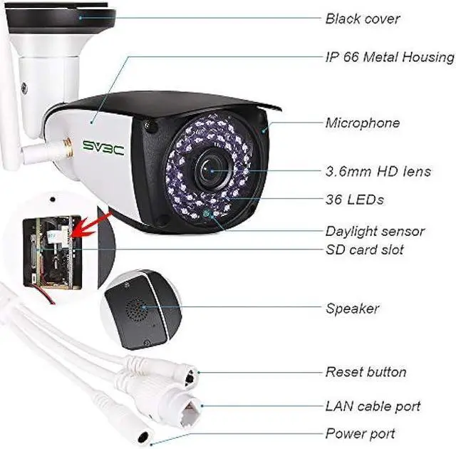 Alt view image 4 of 6 - SV3C WiFi Camera Outdoor, 1080P ONVIF Conformance Two-Way Audio Security Camera, Motion Detection IP Cameras, Night Vision Surveillance Alarm Cam for Indoor Outdoor, Support Max 128GB SD Card Record