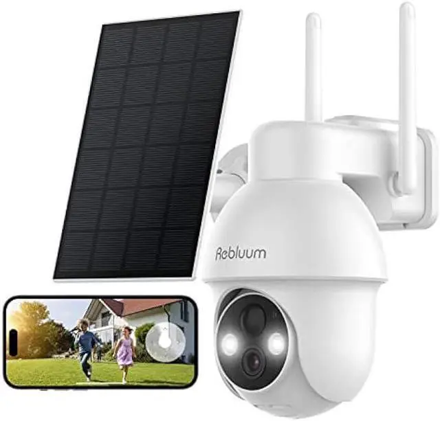 Main image of Rebluum Security Camera Wireless Outdoor, 2K Solar Security Camera,Battery Powered 360°PTZ Security Camera,Color Night Vision,PIR Motion Detection,2-Way Audio,Compatible with Alexa