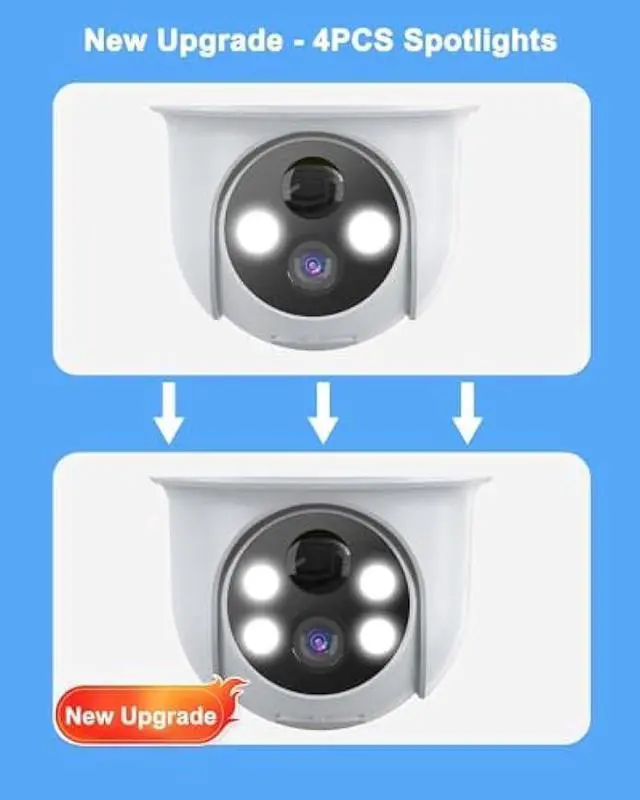 Alt view image 2 of 5 - Rebluum Security Camera Wireless Outdoor, 2K Solar Security Camera,Battery Powered 360°PTZ Security Camera,Color Night Vision,PIR Motion Detection,2-Way Audio,Compatible with Alexa