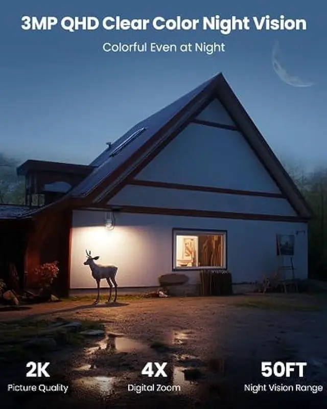 Alt view image 4 of 6 - ieGeek Security Cameras Wireless Outdoor, 2K WiFi Camera for Home Surveillance, 360 PTZ Battery Powered Cam with Solar Panel, 3MP Color Night Vision, PIR Motion Sensor, 2-Way Audio, Works with Alexa