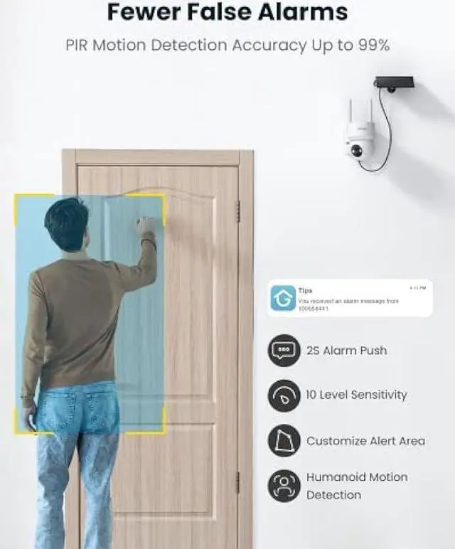 Alt view image 5 of 6 - ieGeek Security Cameras Wireless Outdoor, 2K WiFi Camera for Home Surveillance, 360 PTZ Battery Powered Cam with Solar Panel, 3MP Color Night Vision, PIR Motion Sensor, 2-Way Audio, Works with Alexa