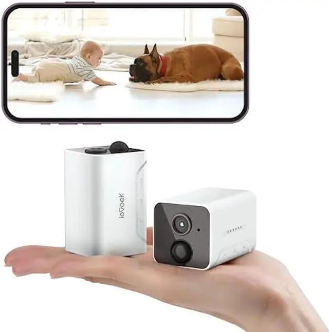 Main image of ieGeek Wireless Indoor Cameras for Home Security, Mini Battery WiFi Camera Indoor 1080P, 2-Way Audio, Motion Sensor Alarm, Phone APP, for House/Baby Monitor/Pet Camera,Work with Alexa, 2 Pack