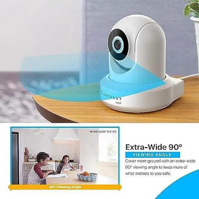 Alt view image 4 of 6 - Amcrest 4MP ProHD Indoor WiFi, Security IP Camera with Pan/Tilt, Two-Way Audio, Night Vision, Remote Viewing, 4-Megapixel @30FPS, Wide 90° FOV, IP4M-1041W (White)