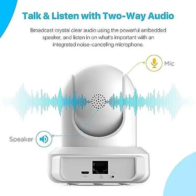 Alt view image 5 of 6 - Amcrest 4MP ProHD Indoor WiFi, Security IP Camera with Pan/Tilt, Two-Way Audio, Night Vision, Remote Viewing, 4-Megapixel @30FPS, Wide 90° FOV, IP4M-1041W (White)
