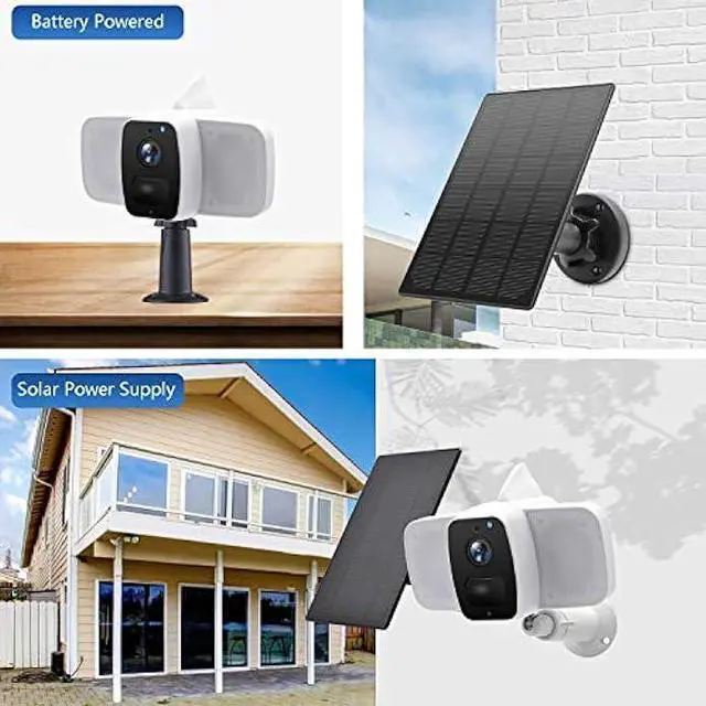 Alt view image 4 of 6 - Solar Panel for Wireless Outdoor Security Camera,Compatible with DC 5V Rechargeable Battary Powered Surveillance Camera, Continuously Power for Outdoor Security Camera,5V 3.5W Micro USB Port2 Pack
