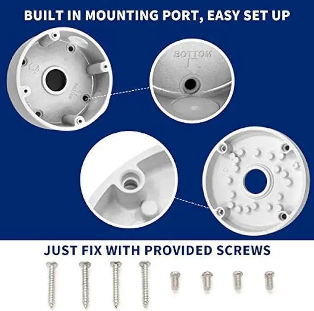 Alt view image 5 of 6 - (Waterproof Camera Junction Box) Universal Bullet Security Camera Mount Bracket Hide Cable, Metal Electric Enclosure, Outdoor Camera Cover, Base Junction Box for CCTV Cams (8 Pack)