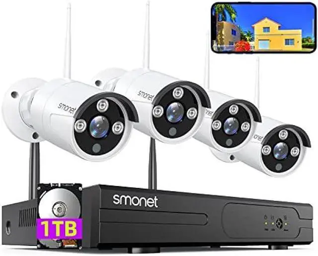 Main image of [3MP HD,Audio] SMONET WiFi Security Camera System,1TB Hard Drive,8CH Home Surveillance NVR Kit,4 Packs Outdoor Indoor IP Cameras Set,IP66 Waterproof,Free Phone APP,Night Vision,24/7 Video Recording