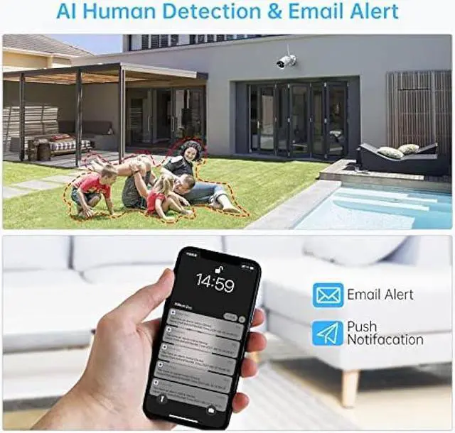 Alt view image 5 of 6 - [3MP HD,Audio] SMONET WiFi Security Camera System,1TB Hard Drive,8CH Home Surveillance NVR Kit,4 Packs Outdoor Indoor IP Cameras Set,IP66 Waterproof,Free Phone APP,Night Vision,24/7 Video Recording