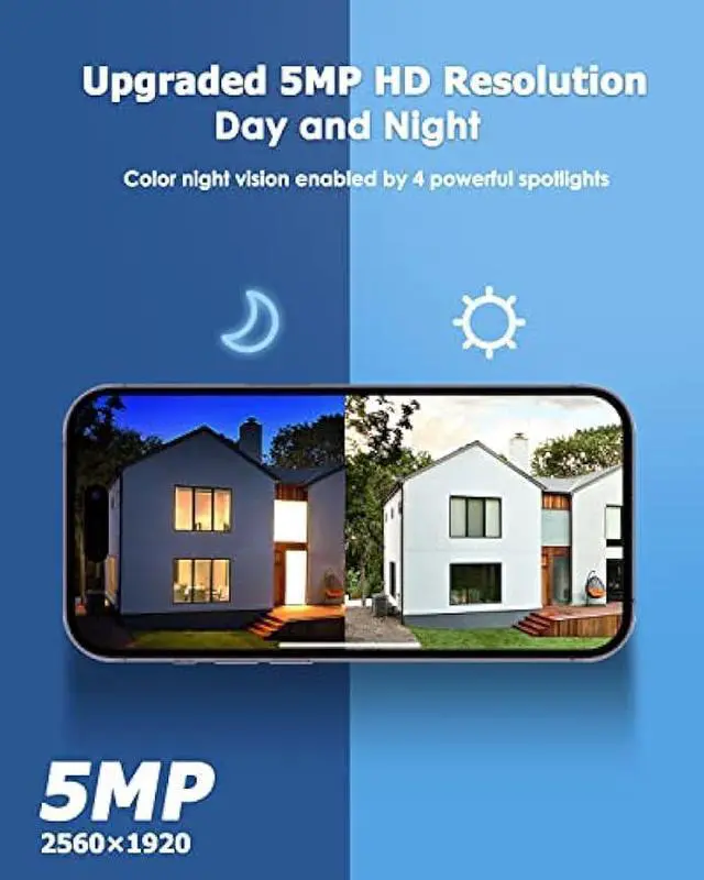 Alt view image 2 of 6 - VIZIUUY 5MP Solar Security Camera Outdoor, Wireless Battery Powered Security Camera with 360°View, Pan and Tilt, Color Night Vision with Floodlight,PIR Human Detection,Compatible with Alexa