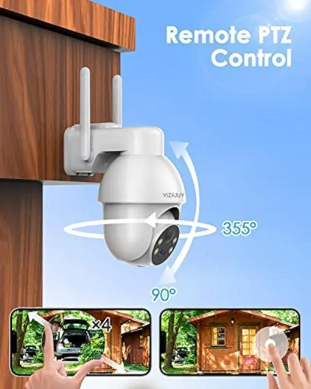 Alt view image 3 of 6 - VIZIUUY 5MP Solar Security Camera Outdoor, Wireless Battery Powered Security Camera with 360°View, Pan and Tilt, Color Night Vision with Floodlight,PIR Human Detection,Compatible with Alexa