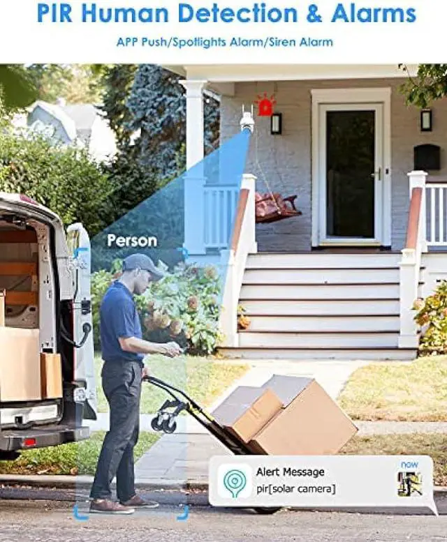 Alt view image 4 of 6 - VIZIUUY 5MP Solar Security Camera Outdoor, Wireless Battery Powered Security Camera with 360°View, Pan and Tilt, Color Night Vision with Floodlight,PIR Human Detection,Compatible with Alexa