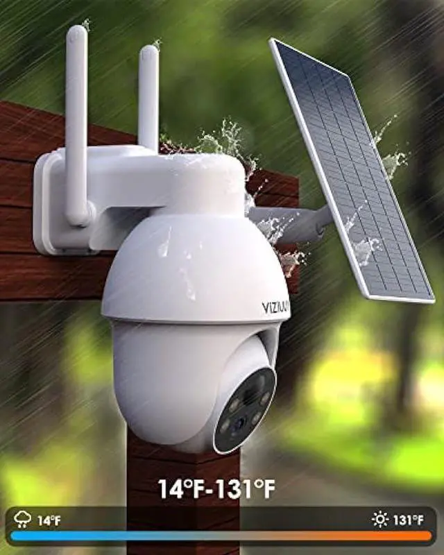 Alt view image 6 of 6 - VIZIUUY 5MP Solar Security Camera Outdoor, Wireless Battery Powered Security Camera with 360°View, Pan and Tilt, Color Night Vision with Floodlight,PIR Human Detection,Compatible with Alexa