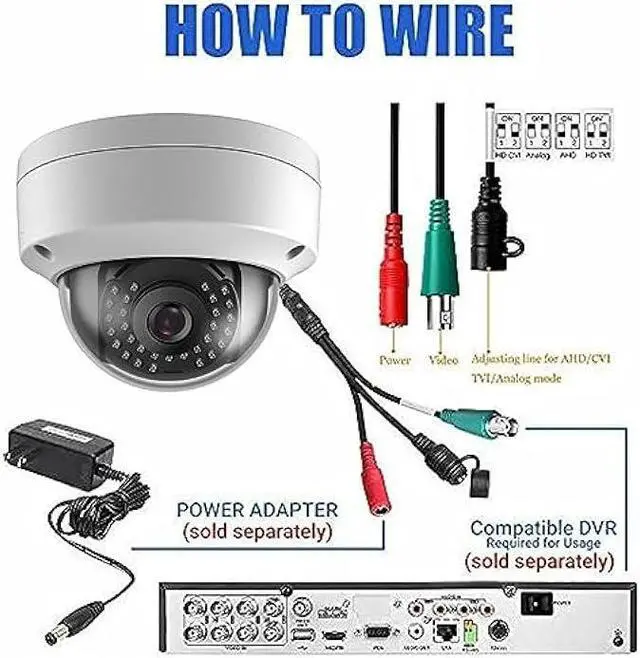 Alt view image 6 of 7 - 5MP Analog Coax Dome TVI CVI CCTV Surveillance Security Camera, 2.8mm 100° Wide Viewing Angle, 65ft IR Night Vision, Outdoor, Full Metal Housing, ONLY Compatible with 4MP, 5MP and 8MP DVR