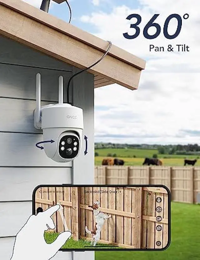 Alt view image 2 of 6 - GNCC Security Camera Wireless Outdoor, 4G Cellular Trail Camera, No WiF, 2K, 360° Live Video, Motion Detection, Night Vision, Solar Panel, 2 Way Audio, 64GB Micro SD&SIM Card, Data Plan Needed