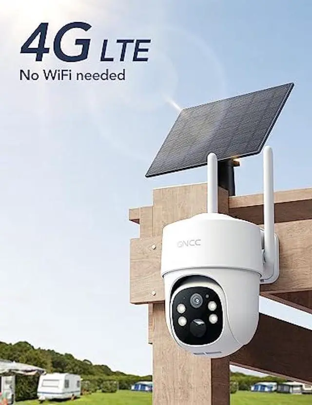Alt view image 4 of 6 - GNCC Security Camera Wireless Outdoor, 4G Cellular Trail Camera, No WiF, 2K, 360° Live Video, Motion Detection, Night Vision, Solar Panel, 2 Way Audio, 64GB Micro SD&SIM Card, Data Plan Needed