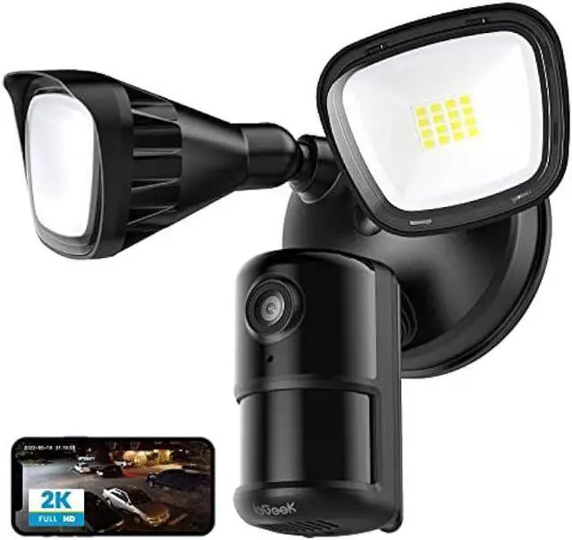 Main image of ieGeek Floodlight Camera Outdoor, 2K Wired Home Smart Security Cameras, 2.4G WiFi Flood Light Camera with Motion Sensor, Wiring 2600 Lumens Cam, Color Night Vision,Siren,2 Way Audio, Works with Alexa