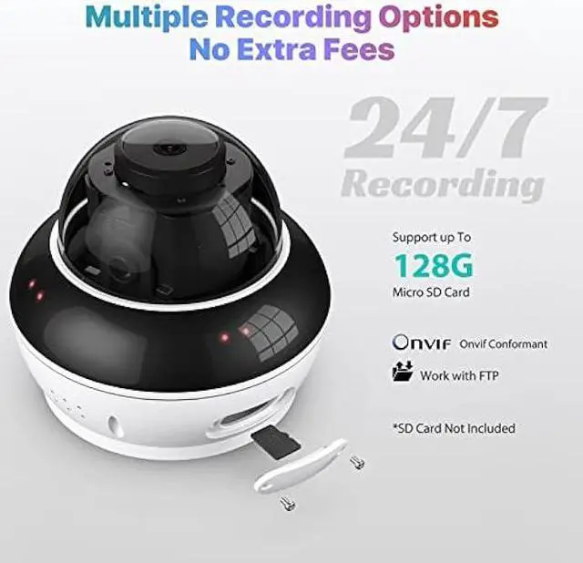 Alt view image 6 of 7 - SV3C PTZ Security Camera Outdoor WiFi Dome Camera Indoor 5MP with Auto Tracking Infrared Night Vision 2-Way Audio Motion Detection Wireless IP Cam, RTSP, FTP, SD Card Record, Remotely, 2.4/5 GHz WiFi