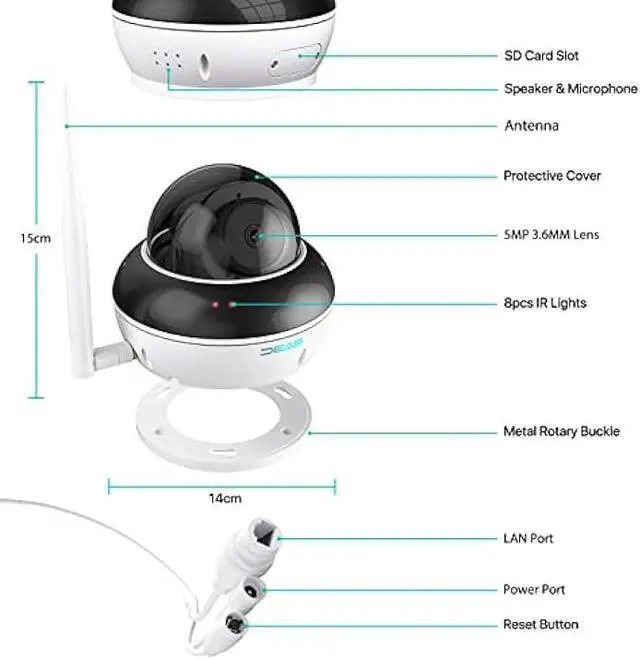 Alt view image 7 of 7 - SV3C PTZ Security Camera Outdoor WiFi Dome Camera Indoor 5MP with Auto Tracking Infrared Night Vision 2-Way Audio Motion Detection Wireless IP Cam, RTSP, FTP, SD Card Record, Remotely, 2.4/5 GHz WiFi