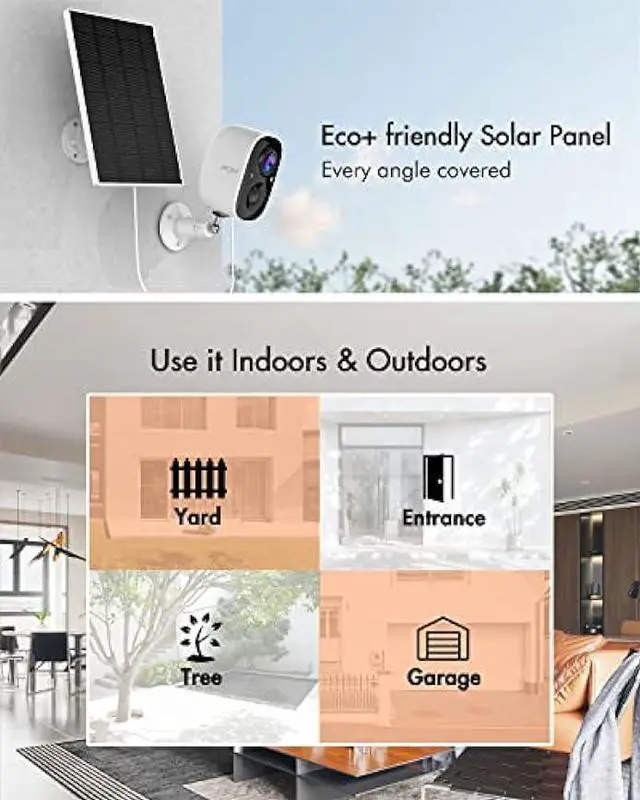 Alt view image 4 of 6 - Dzees Solar Powered Security Cameras Wireless Outdoor WiFi, 1080P Color Night Vision Outdoor Camera, Wireless Home Security Cameras System with Solar Panel, Spotlight/Alarm, AI Detection, 2-Way Talk