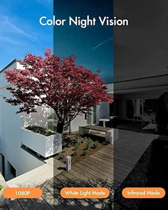 Alt view image 6 of 6 - Dzees Solar Powered Security Cameras Wireless Outdoor WiFi, 1080P Color Night Vision Outdoor Camera, Wireless Home Security Cameras System with Solar Panel, Spotlight/Alarm, AI Detection, 2-Way Talk