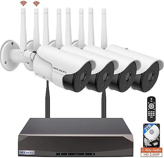 Alt view image 7 of 7 - 2-Way Audio & 2-Antenna Enhance HD 3.0Megapixel Outdoor Wireless Security Camera System, WiFi Surveillance Camera System, 5.0MP 4-Cams 10 Channel Waterproof Home Video Surveillance