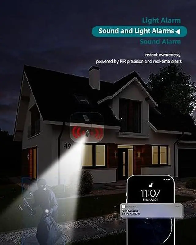 Alt view image 6 of 6 - ZUMIMALL Security Cameras Wireless Outdoor, 2K Solar Cameras for Home Security with Magnetic Mount, Color Night Vision, Spotlight & Siren, AI Detection, IP66, Free Loop Recording, 2.4G WiFi Only