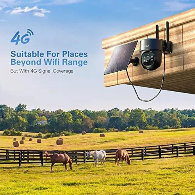 Alt view image 2 of 6 - Xega 4G LTE Cellular Security Camera Solar with SIM Card (Verizon AT&T T-Mobile),Wireless Outdoor No WiFi Security Camera,2K HD PTZ Night Vision Motion Detection 2 Way Talk SD&Cloud Storage