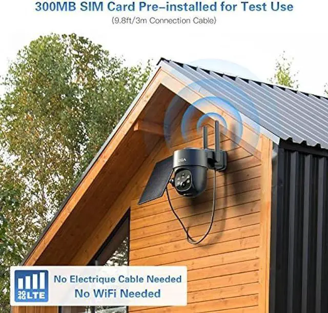 Alt view image 4 of 6 - Xega 4G LTE Cellular Security Camera Solar with SIM Card (Verizon AT&T T-Mobile),Wireless Outdoor No WiFi Security Camera,2K HD PTZ Night Vision Motion Detection 2 Way Talk SD&Cloud Storage