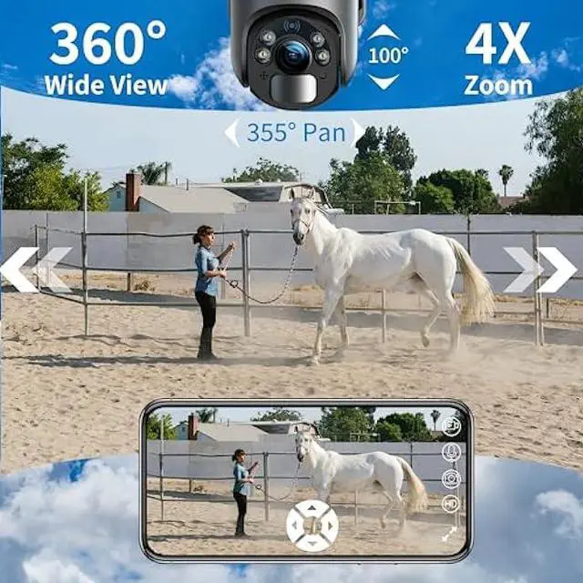 Alt view image 4 of 6 - Xega 4G LTE Cellular Security Camera Outdoor Solar Camera Wireless, 2K HD Color Night Vision PTZ 360° View, Smart PIR Motion Detection, 2-Way Talk, No WiFi, SIM Card Included, IP66 - US Version