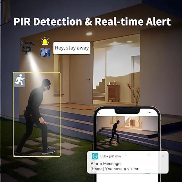 Alt view image 5 of 6 - Xega 4G LTE Cellular Security Camera Outdoor Solar Camera Wireless, 2K HD Color Night Vision PTZ 360° View, Smart PIR Motion Detection, 2-Way Talk, No WiFi, SIM Card Included, IP66 - US Version