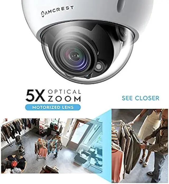 Alt view image 4 of 6 - Amcrest 4K Optical Zoom AI IP Camera, Varifocal 8MP Outdoor IP POE Camera Dome, Face Detection, Human & Vehicle Detection, 2.7mm~13.5mm Lens, IP67, 5X Optical Zoom, (IP8M-VD2893EW-AI)