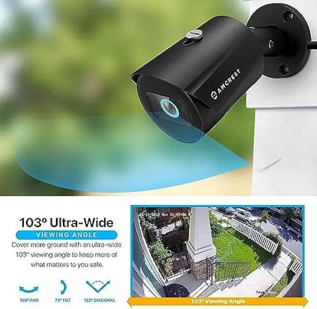 Alt view image 3 of 6 - Amcrest UltraHD 5MP Outdoor POE Camera 2592 x 1944p Bullet IP Security Camera, Outdoor IP67 Waterproof, 103° Viewing Angle, 2.8mm Lens, 98.4ft Night Vision, 5-Megapixel, IP5M-B1186EB-28MM (Black)