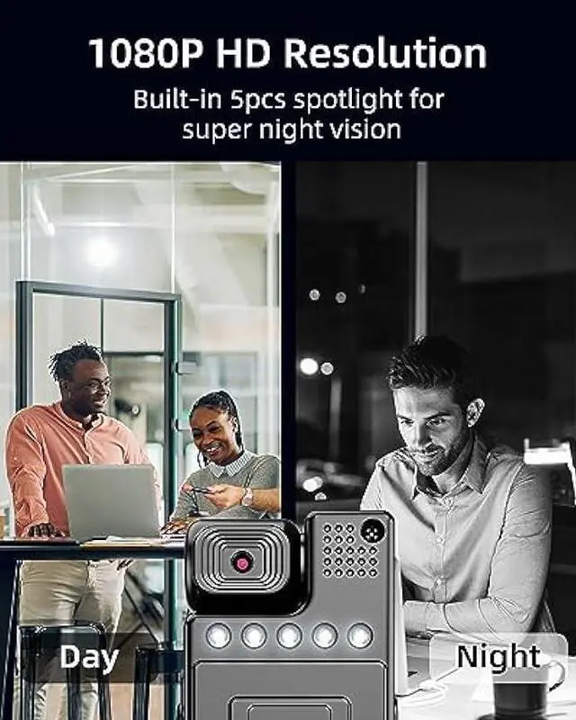 Alt view image 3 of 6 - VIDCASTIVE 64G Body Camera with Video and Audio Recording, 1080P HD Police Body Worn Cam with 180° Rotatable Lens, Night Vision, and 6 Hours Battery Life for Daily Records, Delivery/Serving Jobs