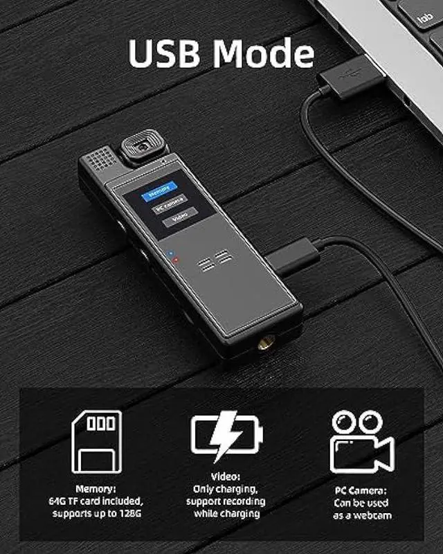 Alt view image 6 of 6 - VIDCASTIVE 64G Body Camera with Video and Audio Recording, 1080P HD Police Body Worn Cam with 180° Rotatable Lens, Night Vision, and 6 Hours Battery Life for Daily Records, Delivery/Serving Jobs