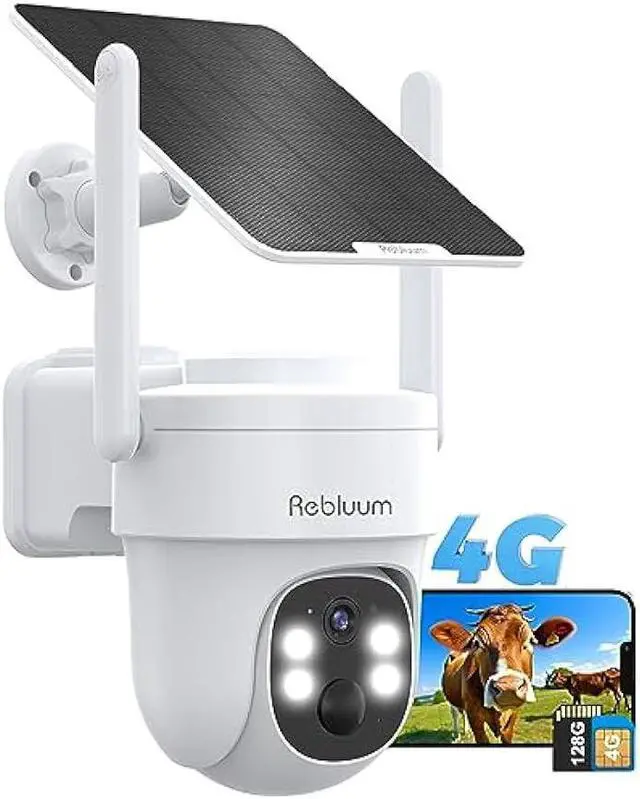 Rebluum 4G LTE Cellular Security Camera Wireless Outdoor, 2K Solar