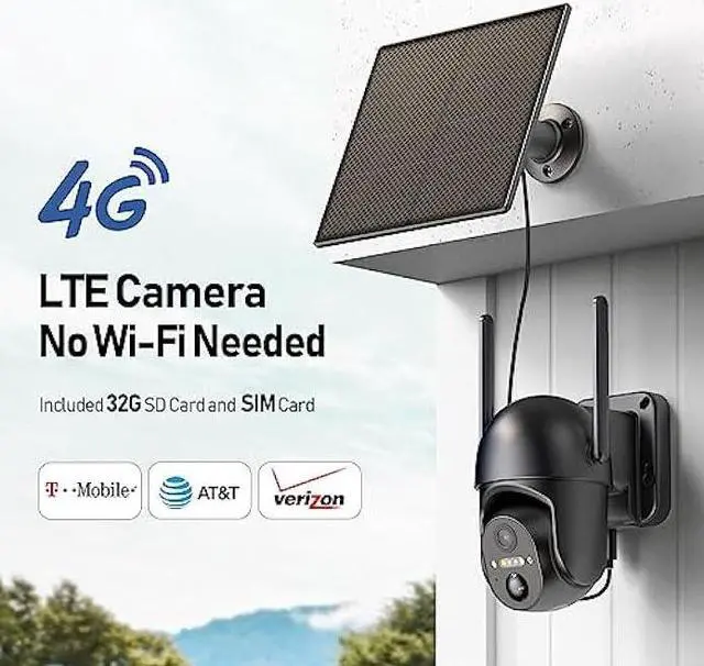 Alt view image 2 of 6 - SEHMUA 4G LTE Cellular Solar Security Camera Wireless Outdoor, No WiFi Solar Powered Camera, 360° Live View, 2K Color Night Vision, PIR Motion Sensor, 2 Way Talk(32G SD&SIM Card Included)