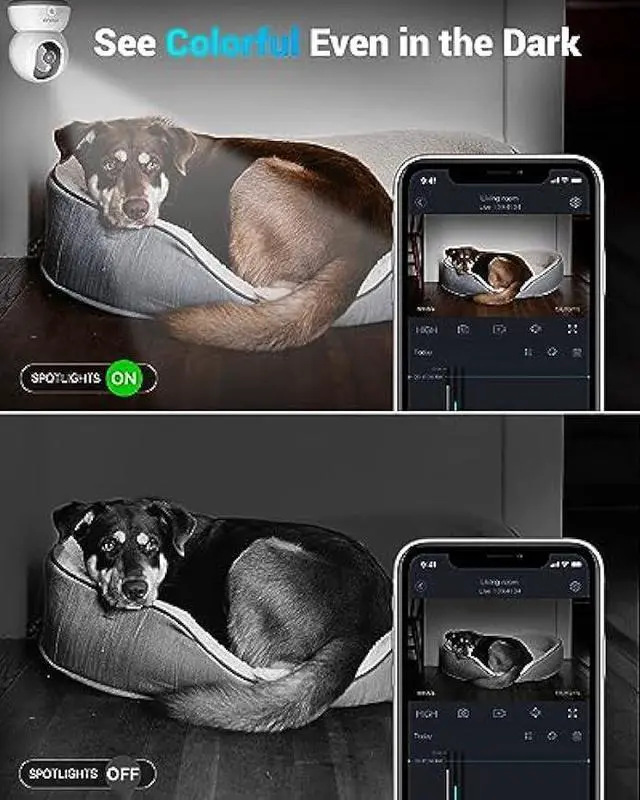 Alt view image 4 of 6 - blurams Pet Camera,2K Security Camera Indoor,Dog Camera with Phone App,Home Camera for Baby with One-Touch Call,Color Night Vision,2-Way Audio,AI Motion Detection(2.4GHz ONLY) (White)