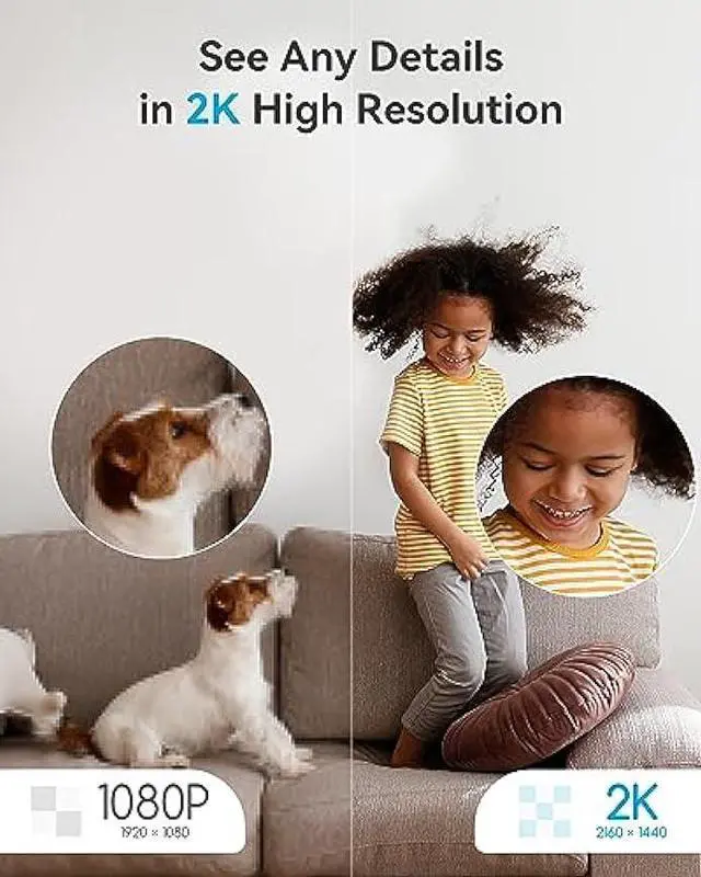 Alt view image 5 of 6 - blurams Pet Camera,2K Security Camera Indoor,Dog Camera with Phone App,Home Camera for Baby with One-Touch Call,Color Night Vision,2-Way Audio,AI Motion Detection(2.4GHz ONLY) (White)