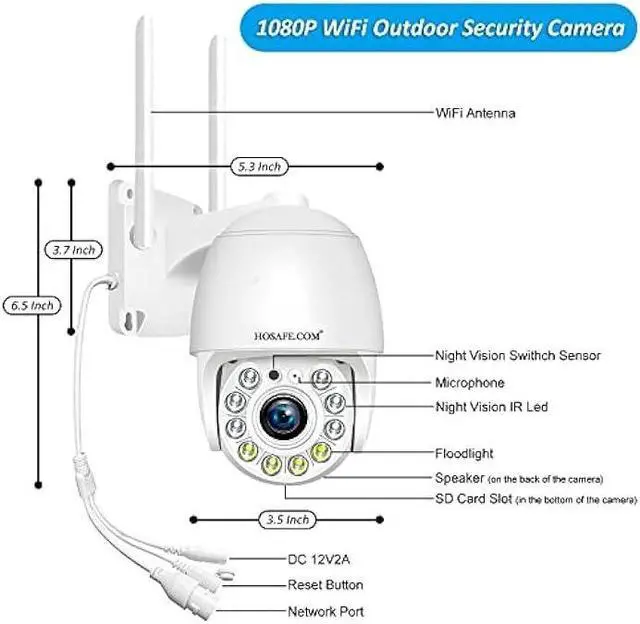 Alt view image 3 of 6 - HOSAFE.COM Cameras for Home Security Outdoor WiFi, Plug-in 24/7 Video Surveillance System, Spotlight Color Night Vision, Human Motion Detection, PTZ Auto Tracking, Two Way Talk, Waterproof