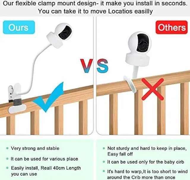 Alt view image 4 of 7 - SZAOYU Baby Monitor Mount Compatible with Kasa Indoor Pan/Tilt Smart Security Camera EC70,KC410S,15.7 inches Flexible Clip Clamp Mount Long Gooseneck Arm, Baby Monitors Holder Without Tools