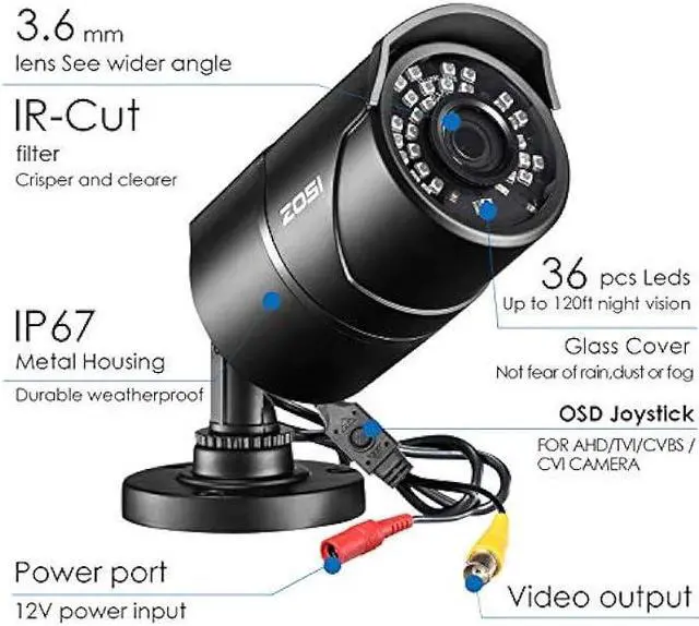 Alt view image 2 of 6 - ZOSI 2.0MP HD 1080P 1920TVL Hybrid 4 in 1 TVI/CVI/AHD/CVBS Indoor Outdoor Home Security Cameras Weatherproof,120ft Night Vision,Aluminum Metal Housing,For 960H,720P,1080P,5MP,4K analog CCTV DVR