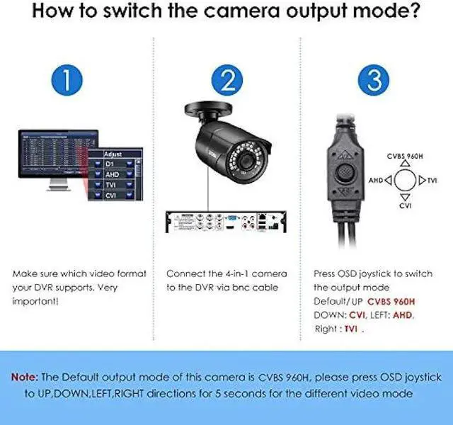 Alt view image 5 of 6 - ZOSI 2.0MP HD 1080P 1920TVL Hybrid 4 in 1 TVI/CVI/AHD/CVBS Indoor Outdoor Home Security Cameras Weatherproof,120ft Night Vision,Aluminum Metal Housing,For 960H,720P,1080P,5MP,4K analog CCTV DVR