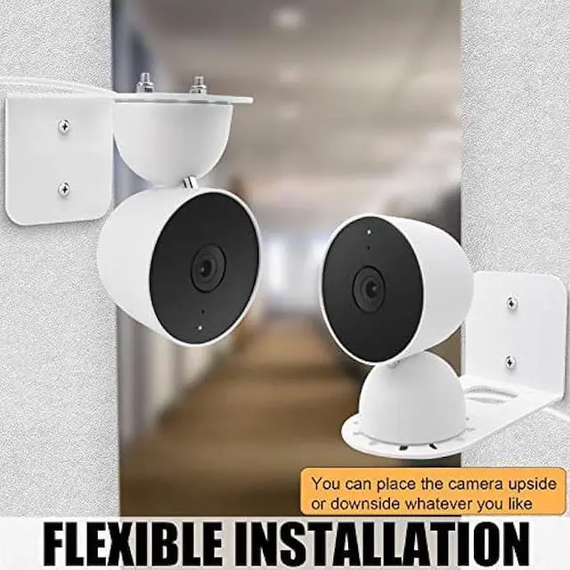 Alt view image 2 of 6 - Metal Wall Mount Holder fits for Google Nest Indoor 2nd Generation Wired Security Cam, Flexible Installation Camera Shelf for Better View Angle Mount on Wall Deck,White