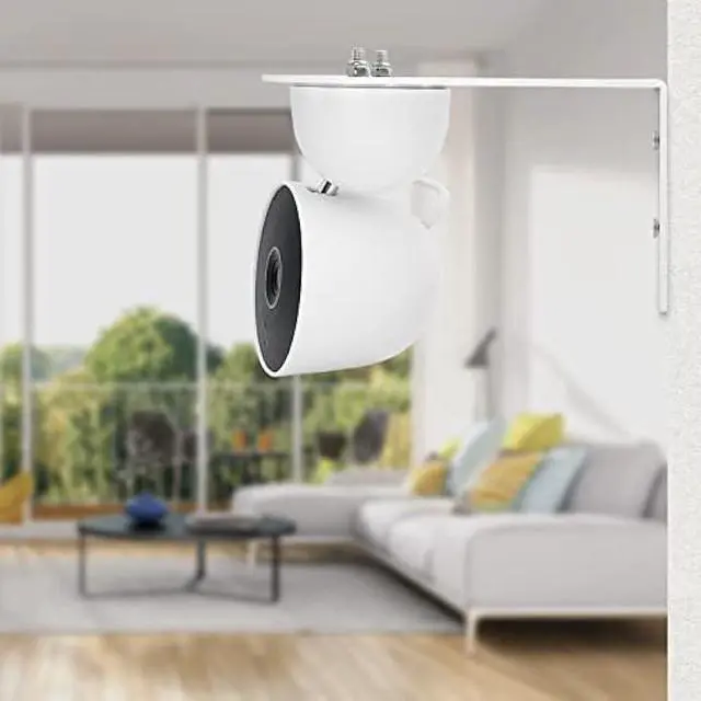 Alt view image 3 of 6 - Metal Wall Mount Holder fits for Google Nest Indoor 2nd Generation Wired Security Cam, Flexible Installation Camera Shelf for Better View Angle Mount on Wall Deck,White